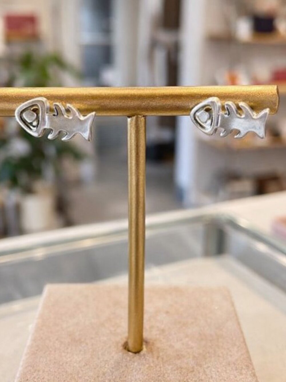 Dainty Jewelry Sterling Silver Fish Bone Stud Earrings Skeleton studs